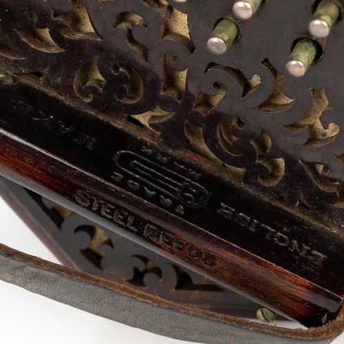 343 - Concertina with box, Lachenal & Co, London, 19th Century. Mahogany case, mahogany hexagonal ends... 