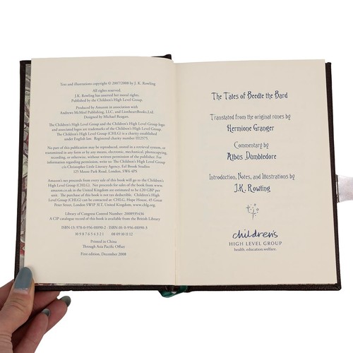 349 - J.K. Rowling, 'Tales of Beedle the Bard' book. 1st Edition, Dec 2008, in velvet bag and presentation... 