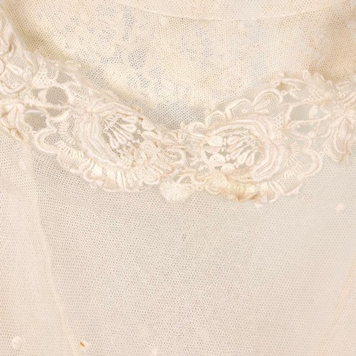 368 - Early 20th century Art Nouveau Wedding Dress with fine machine lacework and hand stitched. Lace work... 