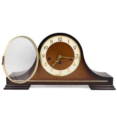 396 - Woodford 3 train Napoleon hat clock circa 1950 in oak case.