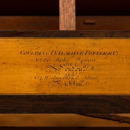 415 - Georgian spinet case. Mahogany body and legs with satinwood name plate. Maker - Goulding Dalmaine Po... 