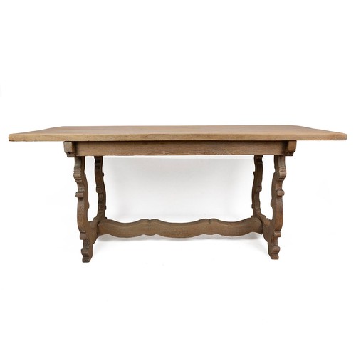 430 - Arts & Crafts, manner of Robert Lorimer, limed oak refectory table, c1910. W 170cm, D 75cm, H 77... 