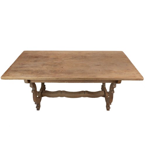 430 - Arts & Crafts, manner of Robert Lorimer, limed oak refectory table, c1910. W 170cm, D 75cm, H 77... 