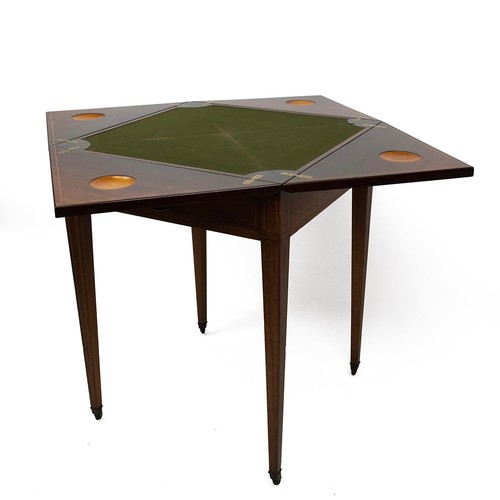 431 - An Edwardian MAPLE & Co inlaid Rosewood square envelope games table. The segmented top with near... 