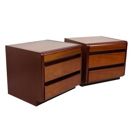 438 - Pair Vintage Moser bedside cabinets, 1970s. Each two drawers and a slide. Each W 50cm, D 43cm, H 43c... 