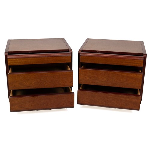 438 - Pair Vintage Moser bedside cabinets, 1970s. Each two drawers and a slide. Each W 50cm, D 43cm, H 43c... 