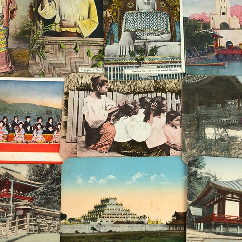 282 - Group of Oriental postcards and photos. Quantity of colour postcards c1900 (52), depicting scenes ar... 