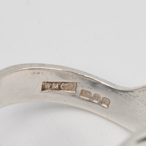 17 - Wally Morgan Designs: a vintage silver folding ring, London 1972, size O, along with an Obsidian sno... 