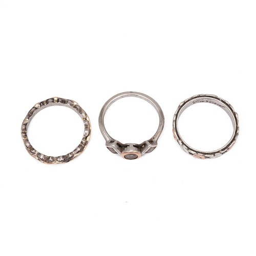 21 - Clogau, Welsh silver rings, to include a Tree Of Life Band, Size N, another wedding band with a rose... 