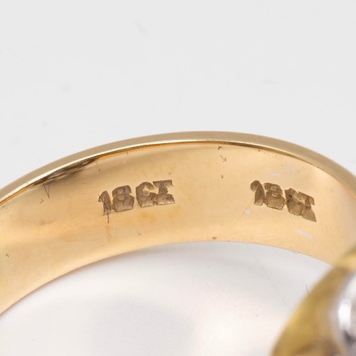 30 - An 18ct gold sapphire and diamond cluster ring, the eight brilliant cut diamonds total measuring app... 