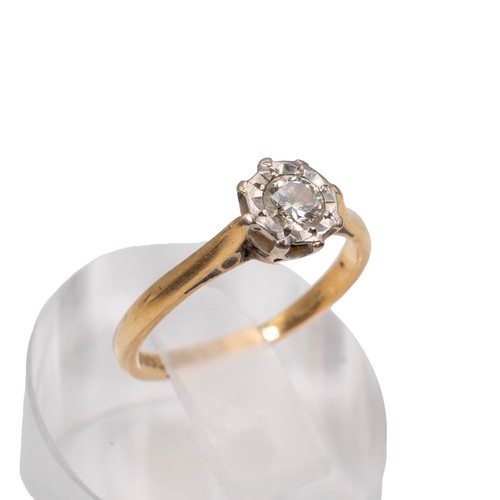 31 - An 18ct gold and diamond ring, the brilliant cut diamond weighing approx., 0.33 ct in an overlaying ... 