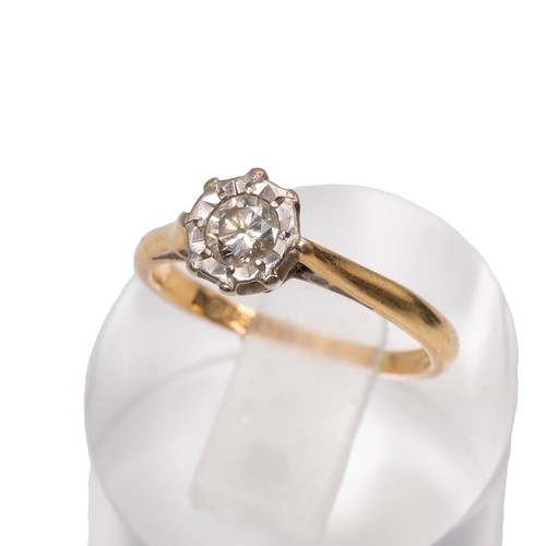 31 - An 18ct gold and diamond ring, the brilliant cut diamond weighing approx., 0.33 ct in an overlaying ... 