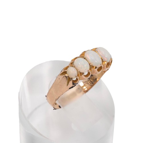 37 - A 9ct gold and 5 stone opal ring in a claw setting, Birmingham 1903, weight 1.6 grams, size L.