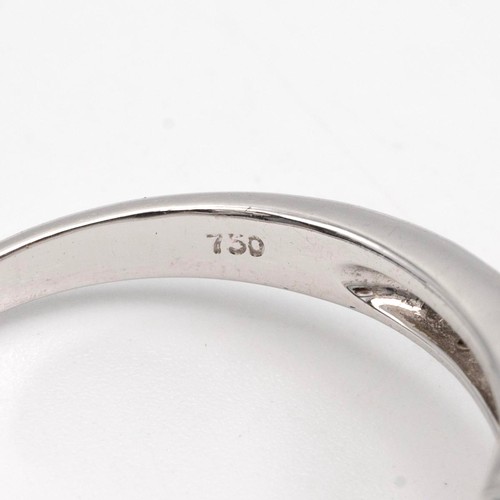 45 - An 18ct white gold opal and diamond ring, the opal set in a four claw setting, set with five brillia... 