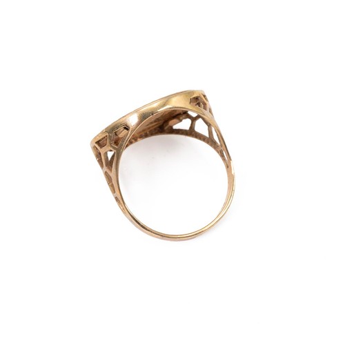 54 - A 9ct gold and 1982 half sovereign mounted ring, size S, 7.3 grams.