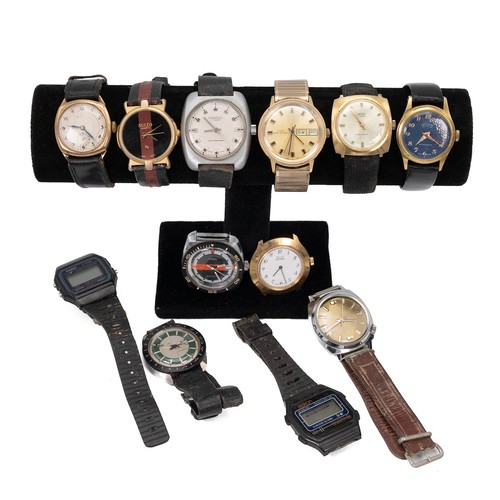 Collection of 12 watches to include a 9ct gold cased example, gross ...