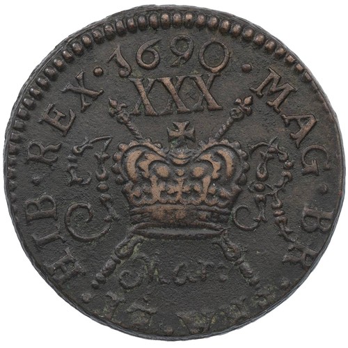 58 - Ireland, James II Gunmoney Halfcrown, large size, March 1690 (S 6579J), 'Mar:', 14.98g, Very Fine.