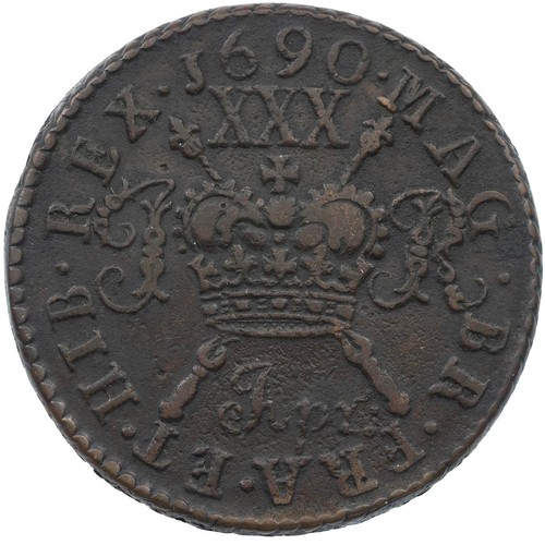 59 - Ireland, James II Gunmoney Halfcrown, large size, April 1690 (S 6579L), 'Apr:', 14.38g, Very Fine/Fi... 