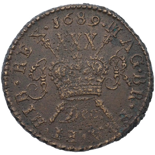 53 - Ireland, James II Gunmoney Halfcrown, large size, December 1689 (S 6579F), 'Dec.', 13.58g, near Very... 