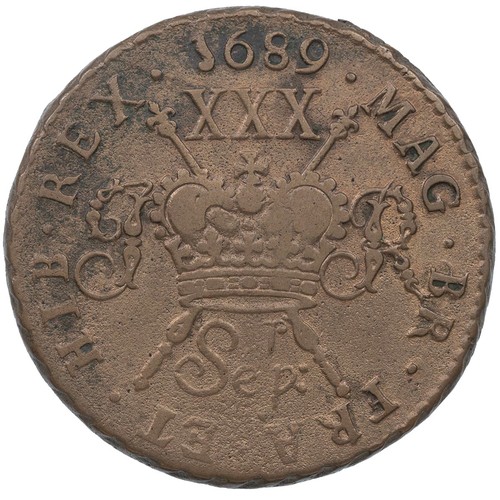41 - Ireland, James II Gunmoney Halfcrown, large size, September 1689 (S 6579C), 'Sepr:', 11.80g, Very Fi... 