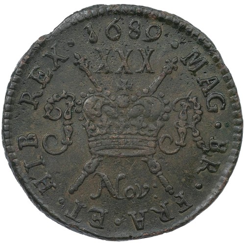 50 - Ireland, James II Gunmoney Halfcrown, large size, November 1689 (S 6579E), 'Nov:', 13.40g, Very Fine... 