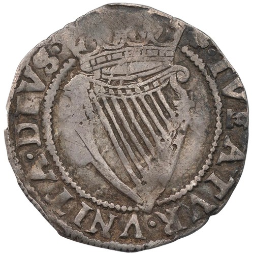 19 - Ireland, James I, first coinage (1603-1604) Sixpence (S 6514), bell (?) mintmark to obverse, rose to... 