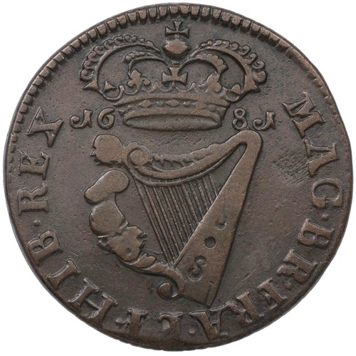 26 - Ireland, 1681 Charles II Halfpenny, large lettering (S 6574), 6.68g, good Fine.