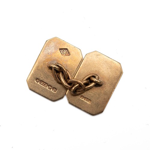 63 - A 22ct gold hallmarked cut wedding band, weight 1.28 grams; 9ct gold hallmarked signet ring size T, ... 