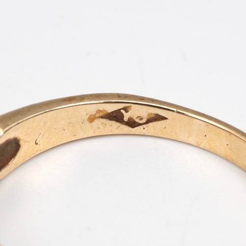 77 - An 9ct gold, diamond and ruby ring, with three old cut diamonds and three old cut rubies, size N, 2.... 