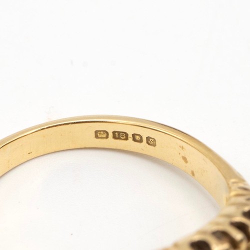 84 - An 18ct gold, diamond and garnet set ring, size N 1/2, along with two other 18ct gold cluster rings,... 