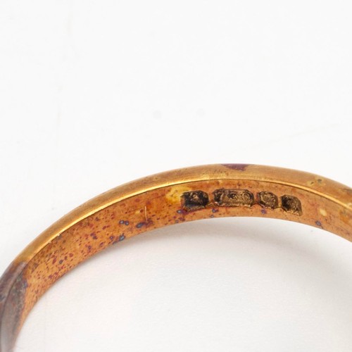 84 - An 18ct gold, diamond and garnet set ring, size N 1/2, along with two other 18ct gold cluster rings,... 