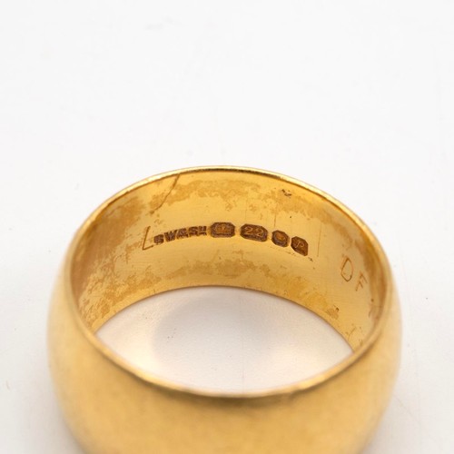 96 - Two 22ct gold hallmarked wedding bands, size J and L, gross weight 13.56 grams.