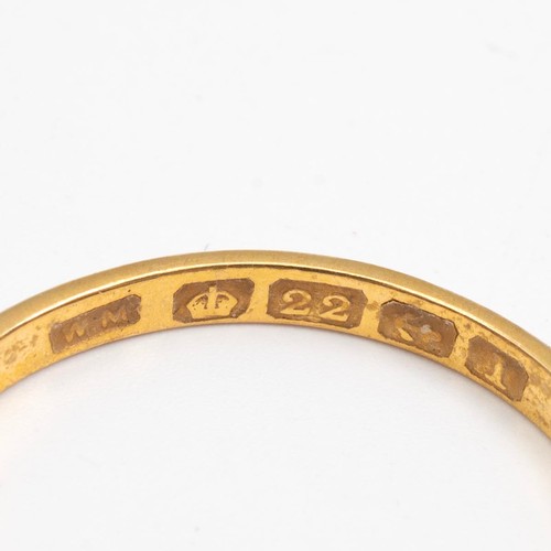 102 - Two 22ct gold wedding bands, sizes U and Q, weight 4.4 grams.