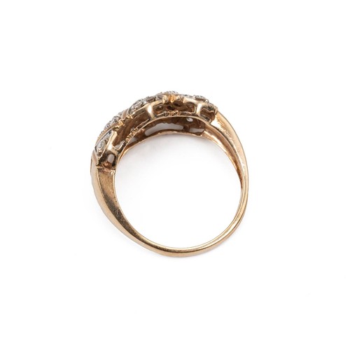 113 - A 9ct gold and diamond set cluster ring, size W,  6.7 grams.