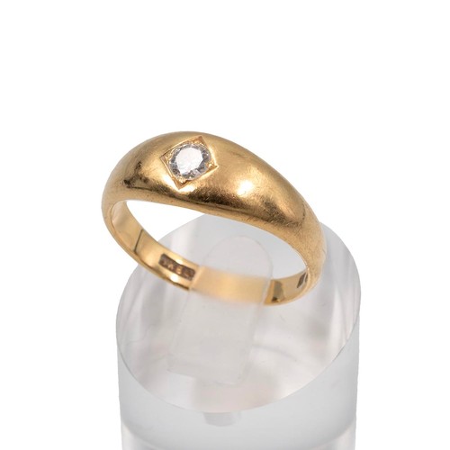 116 - An 8ct gold hallmarked diamond gypsy style ring, the diamond approx 0.20ct, size V, weight 7.23 gram... 