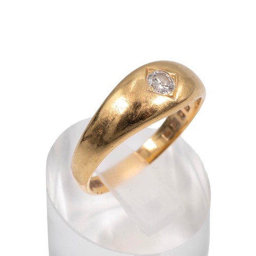 116 - An 8ct gold hallmarked diamond gypsy style ring, the diamond approx 0.20ct, size V, weight 7.23 gram... 