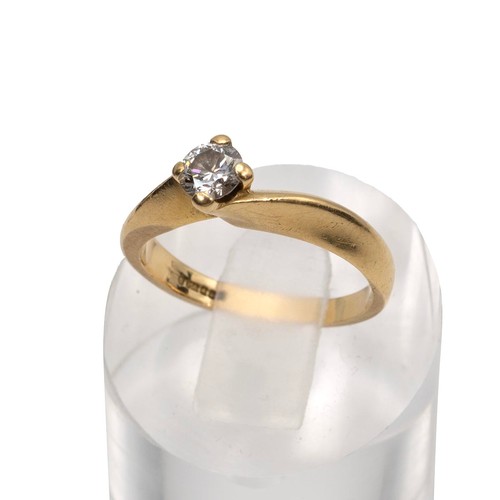 117 - An 18ct gold hallmarked solitaire brilliant cut diamond ring with certificate 2-10217, the diamond 0... 