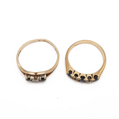 119 - An 18ct sapphire and diamond ring, the old cut diamonds measuring approximately 0.20 carats, 3 grams... 