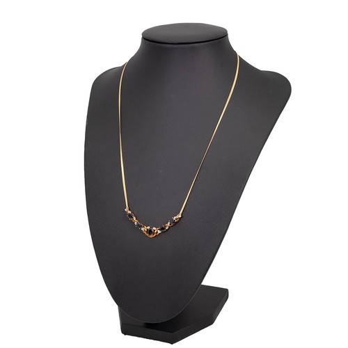 139 - 9ct gold sapphire and diamond pendant necklace, the pendant set with five sapphires and twelve diamo... 