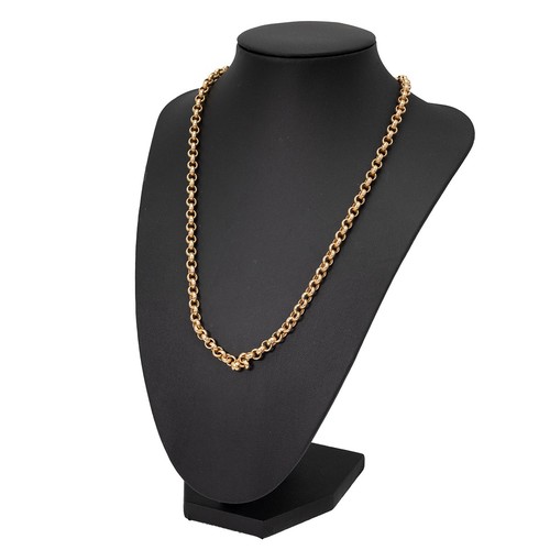 140 - 9ct gold 'O' shaped necklace with lobster claw clasp, L51cm, weight 13.3 grams.