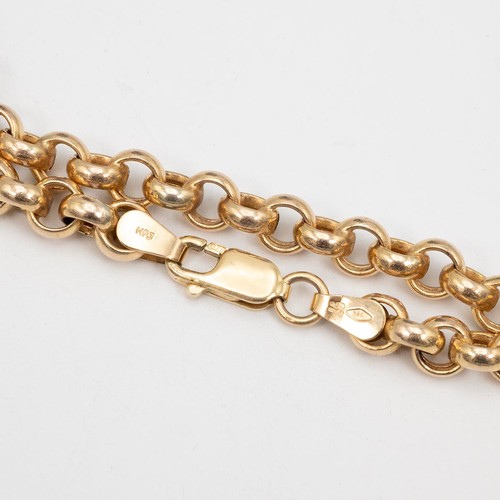 140 - 9ct gold 'O' shaped necklace with lobster claw clasp, L51cm, weight 13.3 grams.
