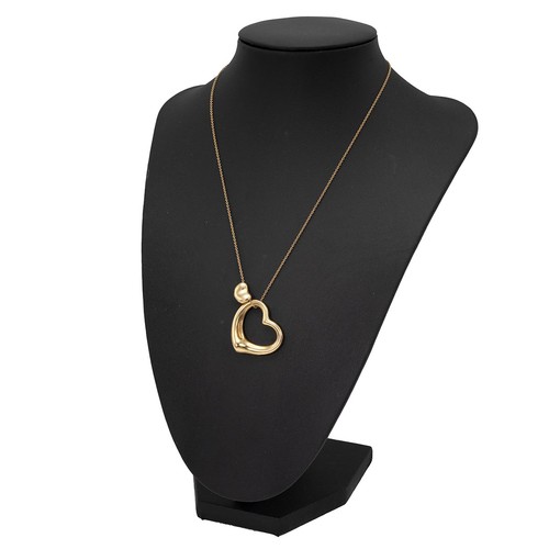 141 - Tiffany & Co 18ct gold hallmarked and signed gold heart shaped pendant necklace, drop 22cm, weig... 