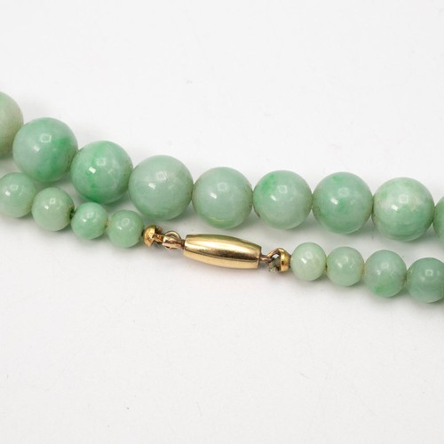 151 - A Chinese hard stone beaded necklace, with similar pierced circular clip earrings. Together with a p... 