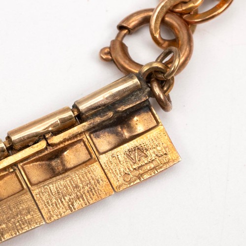 152 - 9ct gold hallmarked Egyptian style choker necklace with spring ring clasp and safety chain L40cm, we... 