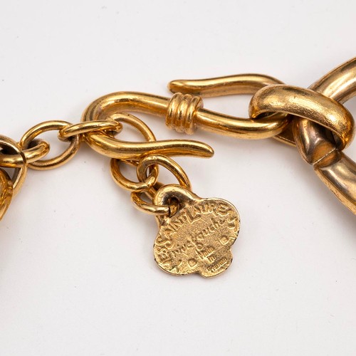 158 - Yves Saint Laurent vintage chunky chain choker necklace with engraved logo plaque, length 42cm.