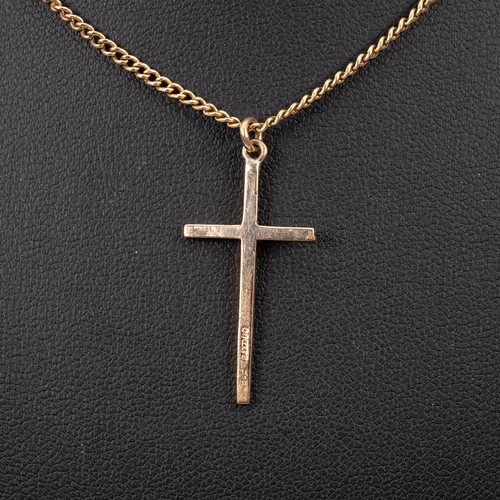 162 - 9ct gold cross, 1 gram, on a 15ct gold necklace, gross weight 7.2 grams, length 50cm.