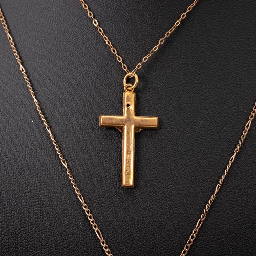 168 - Two 9ct gold pendant necklaces, one with a cross, L54cm, and an open St Christopher, L52cm, gross we... 