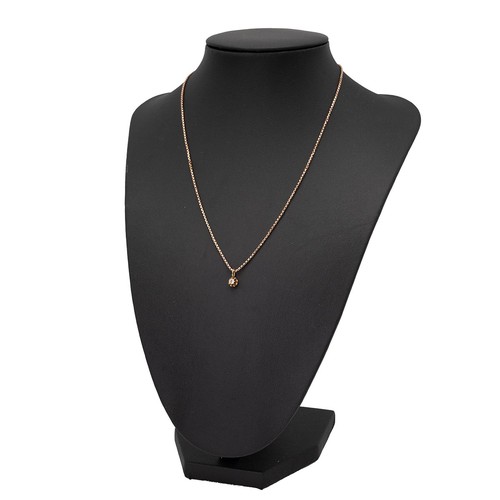 173 - 9ct gold box-link diamond pendant necklace with spring ring clasp, L40cm, weight 3.7 grams.