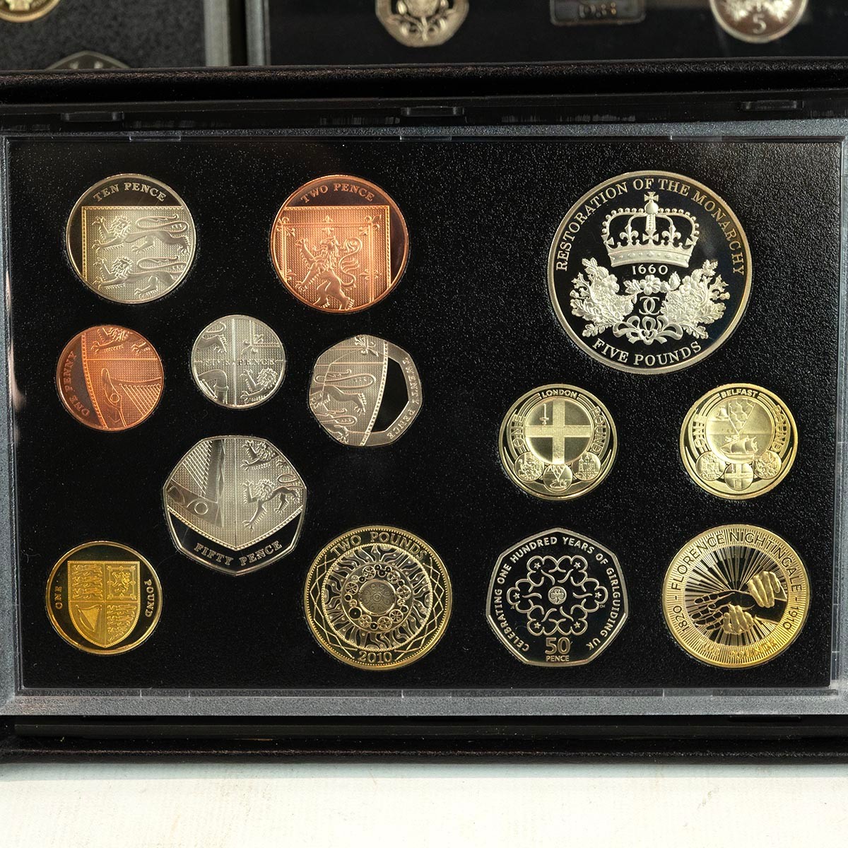 UK Proof Sets (24) - annual sets, 1980s, 1990s and 2000s, in Royal Mint ...