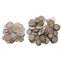 A collection of silver coinage, mostly U.K. examples, 283 grams of pre ...